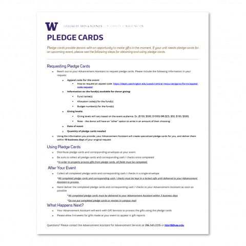 pledge card template thumbnail with instructions on how to use the pledge card template