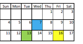 Sample deadline calendar