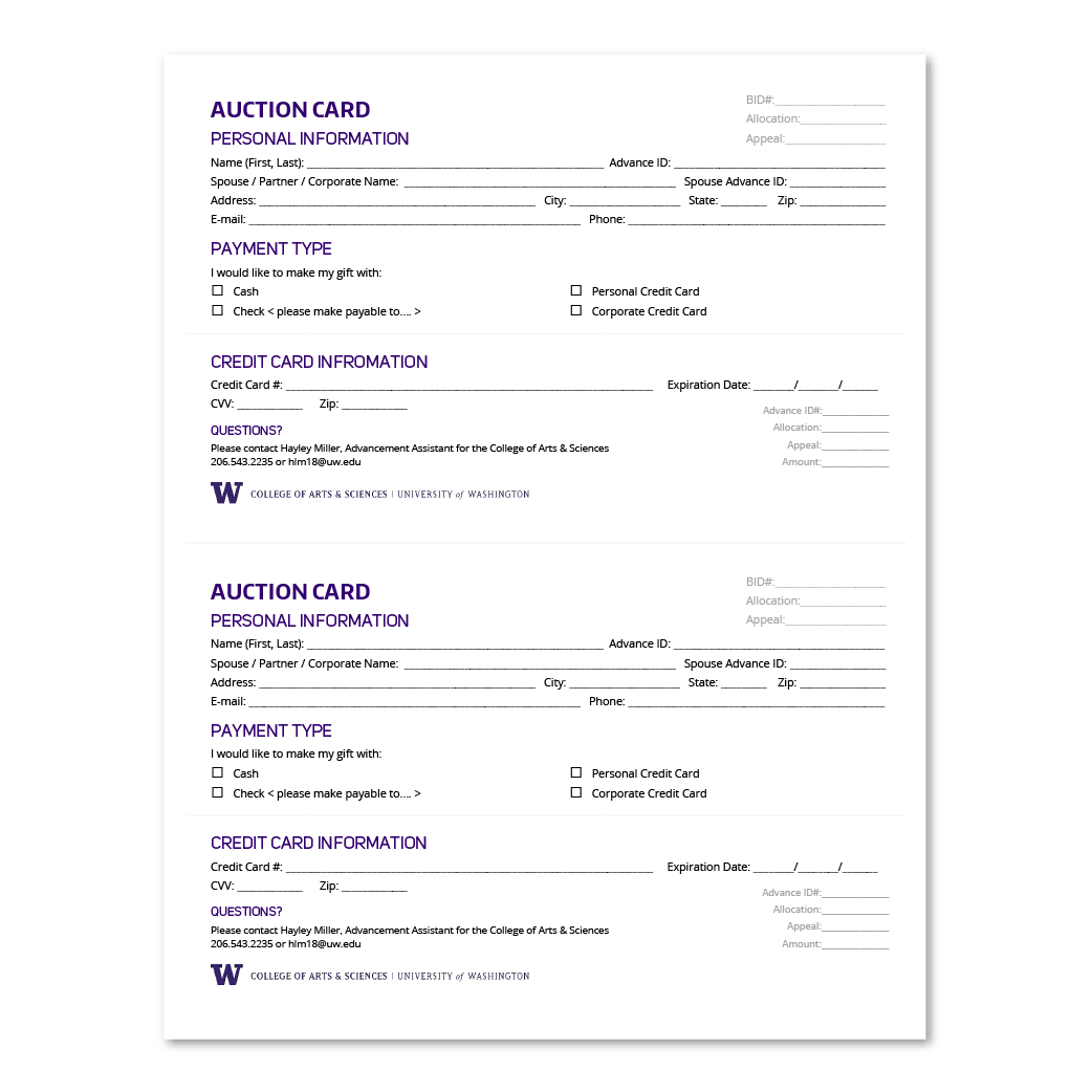 Event Templates  College of Arts and Sciences - Administrative With Regard To Auction Bid Cards Template