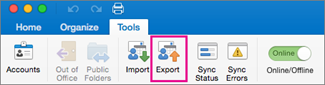 Tools and Choose Export