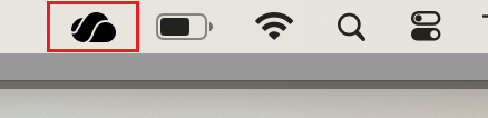 OneDrive icon in the macOS menu bar showing a dark cloud, indicating the user is signed in