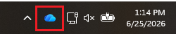 Blue OneDrive cloud icon in the system tray