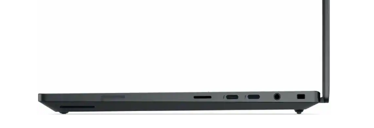 MicroSD-card Reader, (2) USB Type-C Thunderbolt 4™ (40 Gbps) ports with Power Delivery and DisplayPort 2.1, Headset Port, lock slot, (2) USB Type-C Thunderbolt 5™ (80/120 Gbps)