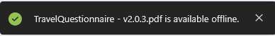Banner confirming that a file or folder is available offline