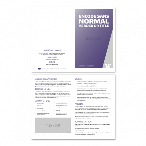 Brochure Template A, single fold, with Boundless angle cover and subsequent text pagesB