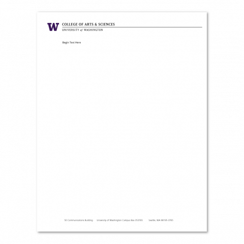 Preview of UW College of Arts & Sciences Comm Bldg letterhead without departments