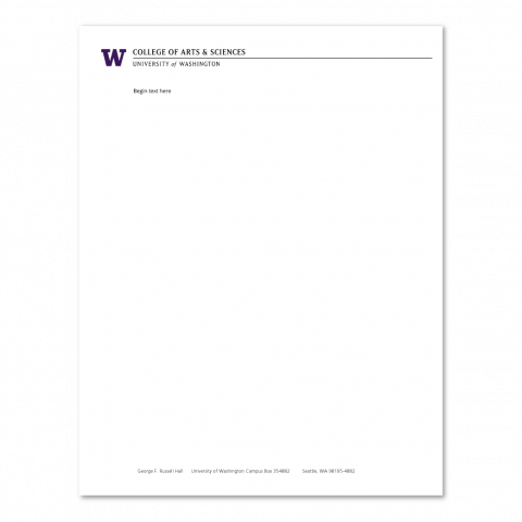Preview of UW College of Arts & Sciences Russell Bldg letterhead without departments