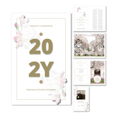 Graduation Program Template C (Cherry Blossom 8.5x11 Landscape Booklet)