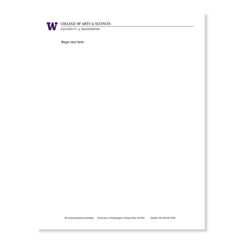 Preview of UW College of Arts & Sciences Comm Bldg letterhead without departments