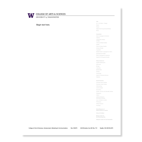 thumbnail of College letterhead for the Gateway building including a list of all departments names